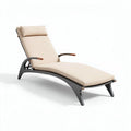 Chaise longue en aluminium teinté brun et tissu beige avec coussin 200 x 70 x 90cm