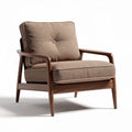 Fauteuil en tissu beige avec structure en bois marron dimensions 80 x 80 x 85cm