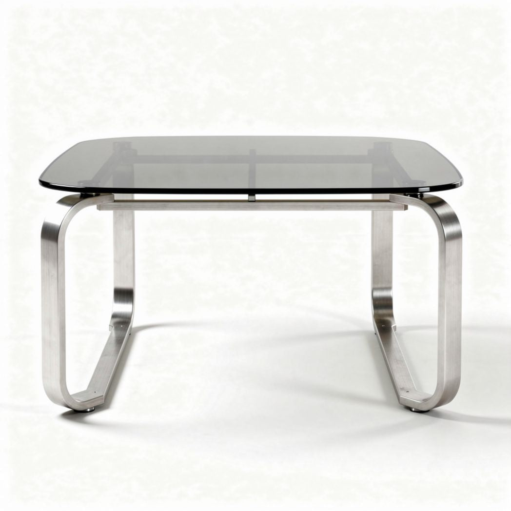 Table basse en verre noir et acier inoxydable 120 x 80 x 75cm