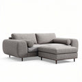 Canapé d'angle en tissu gris avec pouf 240 x 180 x 80cm
