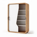Armoire en bois avec portes coulissantes et étagères blanches 80 x 40 x 120cm