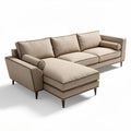 Canapé d'angle en tissu beige 240 x 100 x 85cm avec repose-pieds intégré
