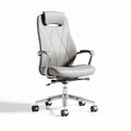 Chaise de bureau ergonomique en simili cuir gris avec accoudoirs réglables