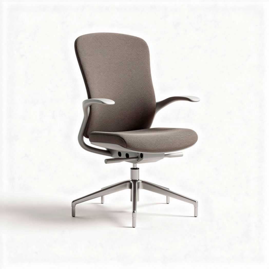 Chaise de bureau en tissu gris avec accoudoirs et piètement en métal 45 x 60 x 100cm