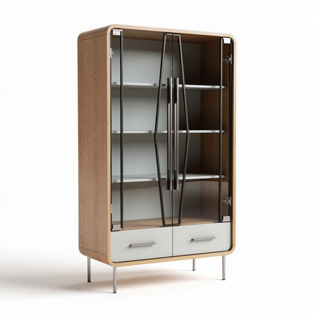 Vitrine en bois avec portes vitrées dimensions 90 x 50 x 150cm