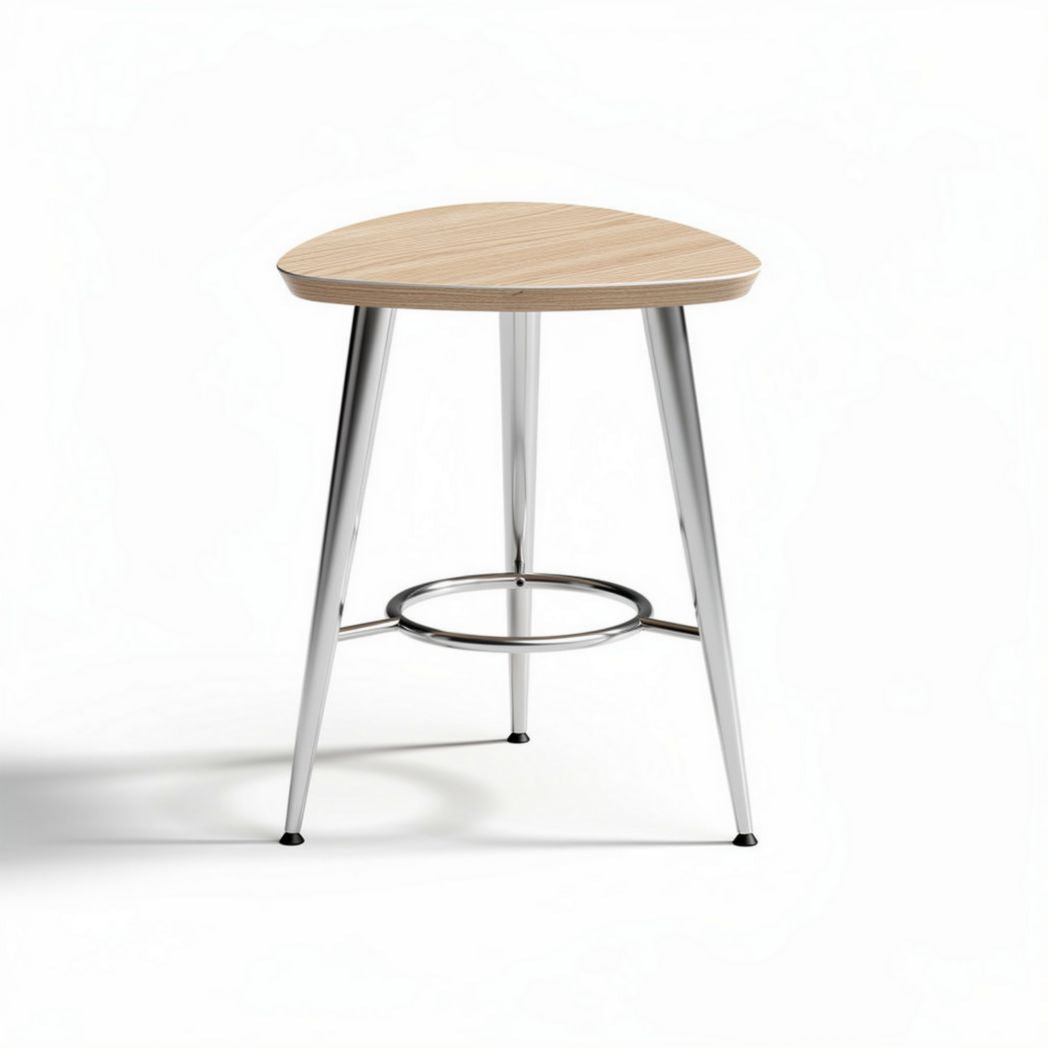 Table ronde en bois et métal chromé pour cuisine 60 x 60 x 75cm
